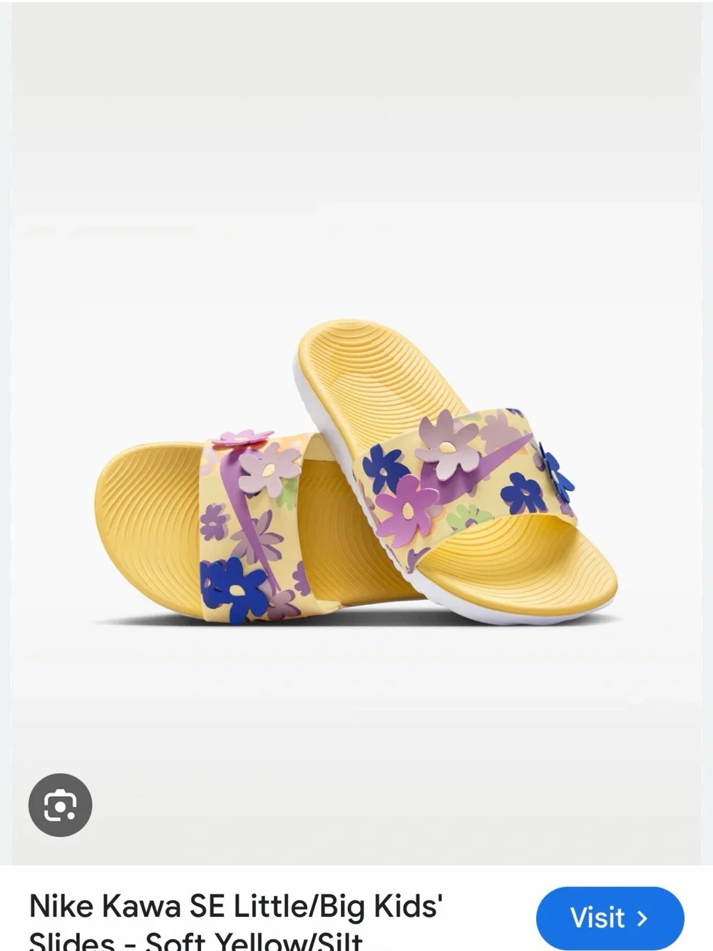 Nike kawa  Slide Sandals in Cream with Purple and Blue Floral Accents